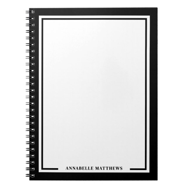 Caderno Espiral Black White Name Monogram (Frente)