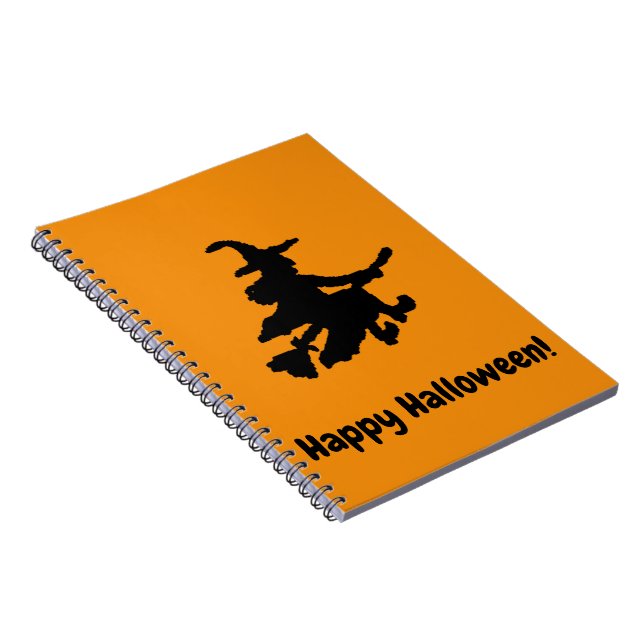 Caderno Espiral Black Witch on Orange - Happy Halloween  (Lado Direito)