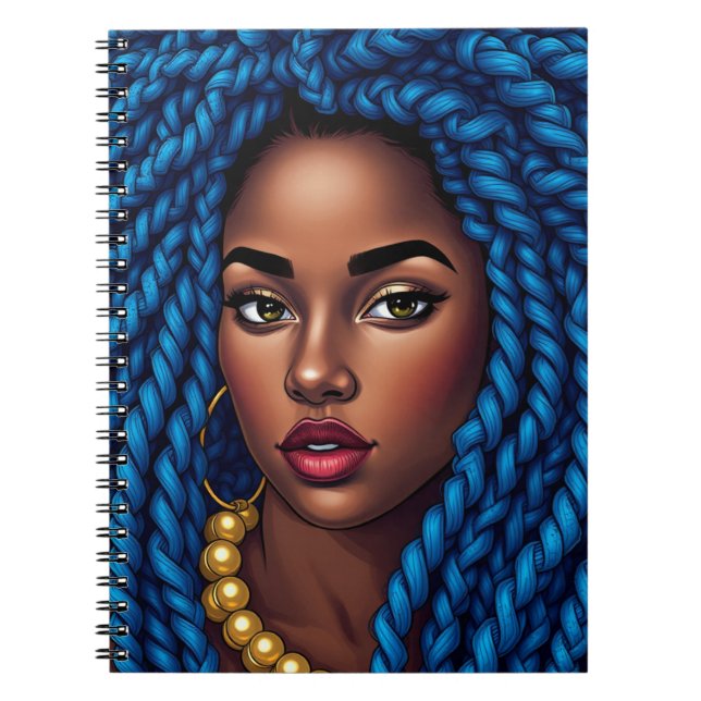 Caderno Espiral Black woman blue natural braids dreads sista (Frente)