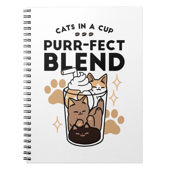 Caderno Espiral Blend Puro: Arte de Gato e Café para Pet-Lovers (Frente)