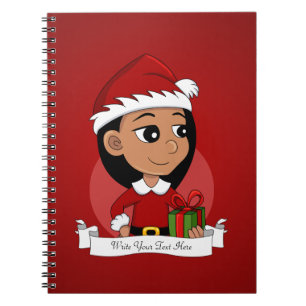 Caderno Espiral Bloco de animação da menina de Natal