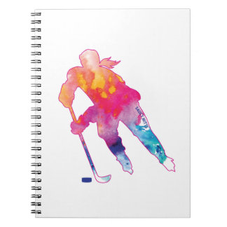 Caderno Espiral Bloco de Anotações do Jogador de Hockey para Menin