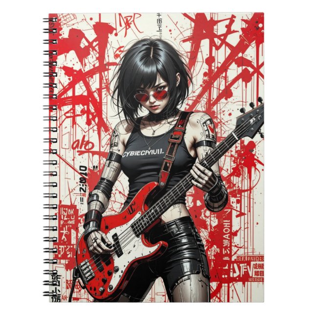 Caderno Espiral Bloco de anotações espiral da Rebelião CyberBass (Frente)