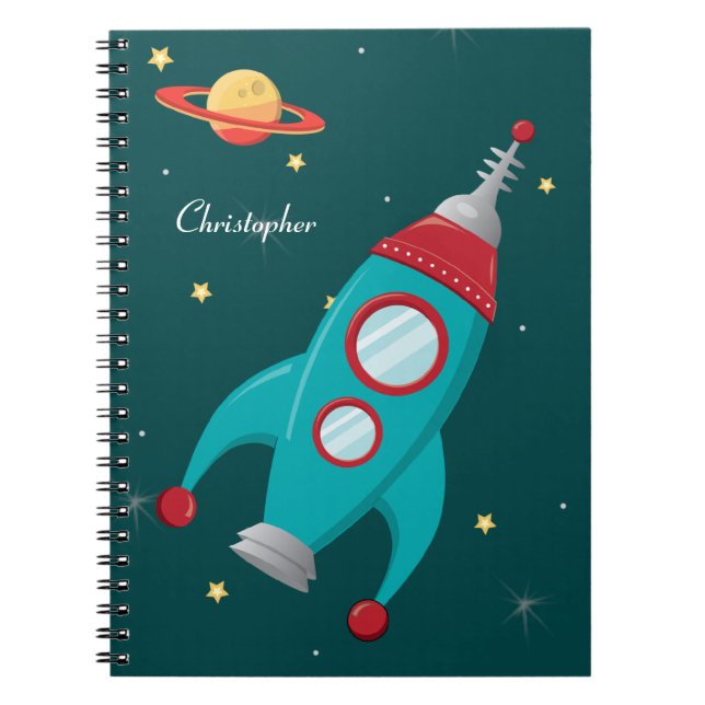 Caderno Espiral Bloco de anotações para foguetes de espaço externo (Frente)