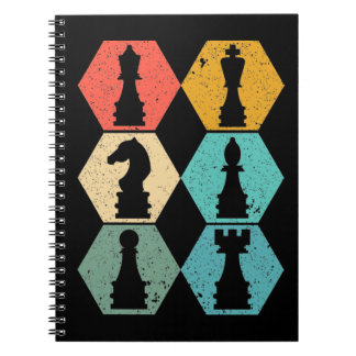 Caderno Espiral Bloco de Anotações Único do Xadrez Vintage