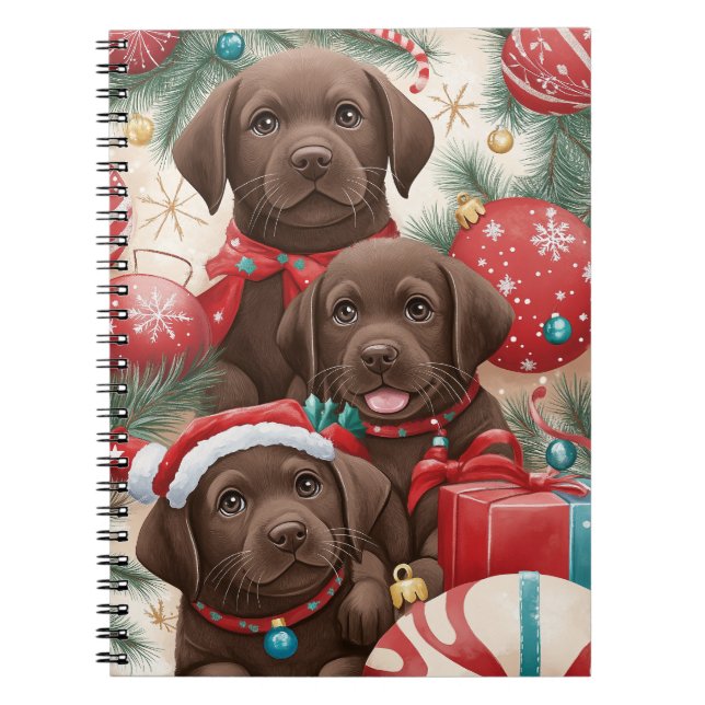 Caderno Espiral Bloco de Chocolate Notebook Puppy Natal (Frente)