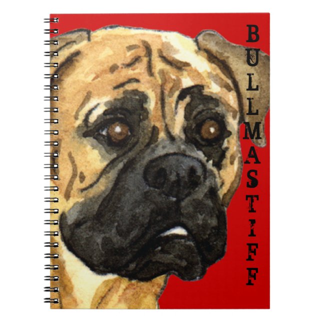 Caderno Espiral Bloco de Cor do Bullmastiff (Frente)