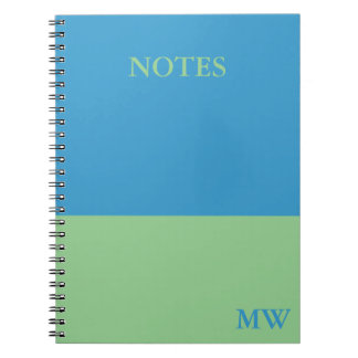 Caderno Espiral Bloco de cor Monograma Bloco de notas Azul e Verde