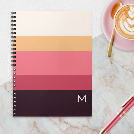 Caderno Espiral Bloco de Cores Moderno Rosa Creme Monograma