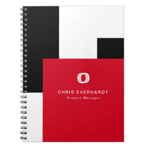 Caderno Espiral Bloco de Cores Simples Moderno Vermelho Branco e P