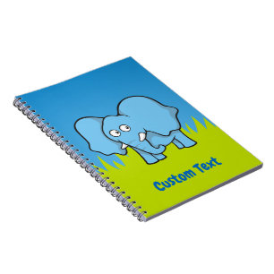 Caderno Espiral Bloco de desenho animado de elefante azul