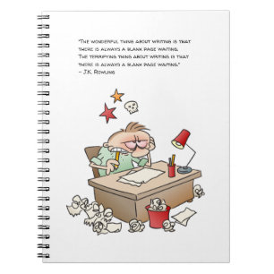 Caderno Espiral Bloco de desenho do escritor com citação engraç