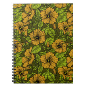 Caderno Espiral Bloco de flores de hibisco amarelo