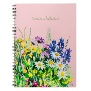 Caderno Espiral Bloco de flores silvestres de verão