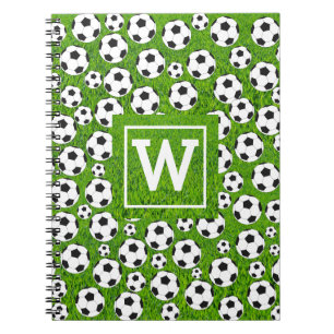 Caderno Espiral Bloco de monograma de futebol