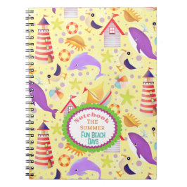 Caderno Espiral Bloco de Notas Amarelo da Praia Divertida