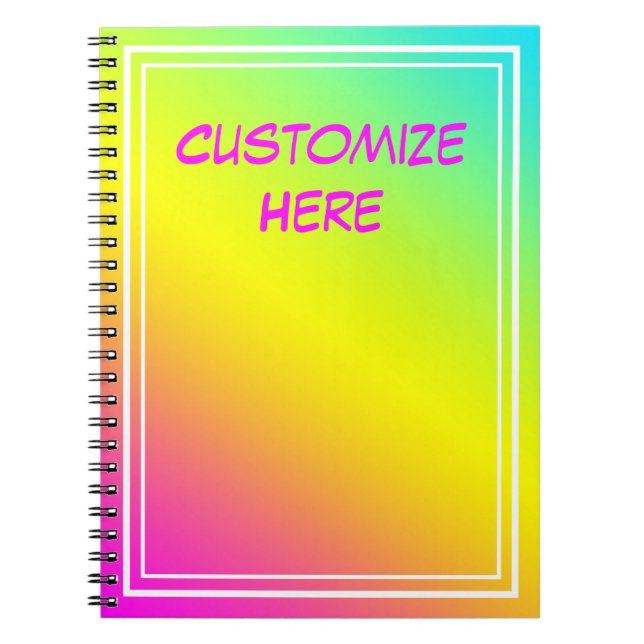 Caderno Espiral Bloco de notas colorido de Customizeable (Frente)