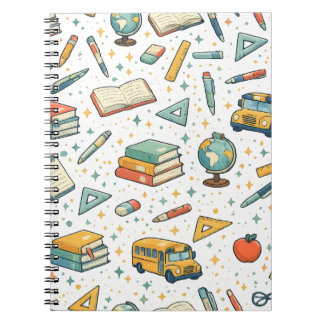 Caderno Espiral Bloco de Notas com Padrão de Material Escolar de V