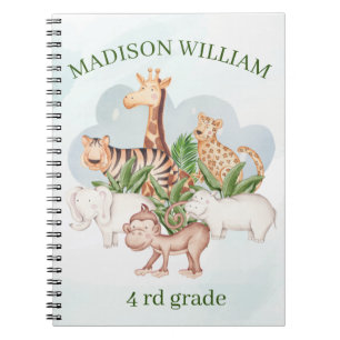 Caderno Espiral Bloco de Notas de Animais Selvagens 4Rd Grau