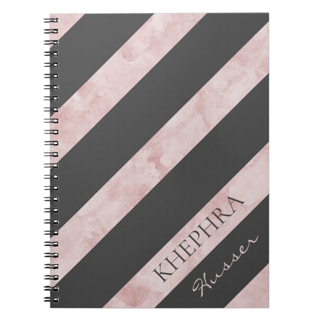 Caderno Espiral Bloco De Notas De cinza E De Faixa Rosa (Frente)