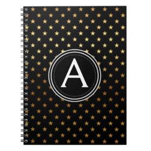 Caderno Espiral Bloco de Notas de Estrelas de Monograma de Folha d
