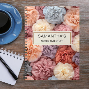 Caderno Espiral Bloco de notas de flores personalizado cor-de-rosa