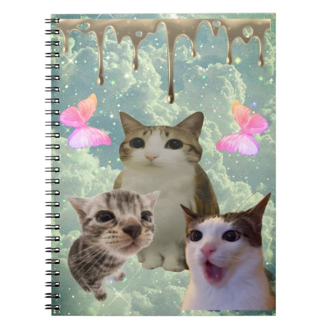 Caderno Espiral bloco de notas de gato pingando ouro (Frente)