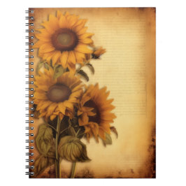 Caderno Espiral Bloco de notas de girassol/girassol