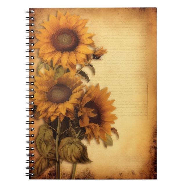 Caderno Espiral Bloco de notas de girassol/girassol (Frente)