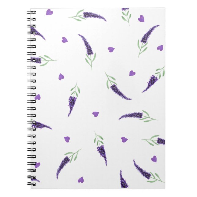 Caderno Espiral Bloco de notas de lavanda de aquarela de produção  (Frente)