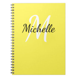 Caderno Espiral Bloco de Notas de Monograma Personalizado Amarelo 
