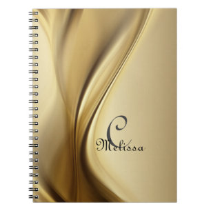 Caderno Espiral Bloco de Notas de Nome do Monograma Dourado Modern