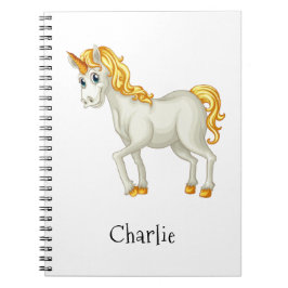 Caderno Espiral Bloco de notas de nome personalizado do Unicorn em