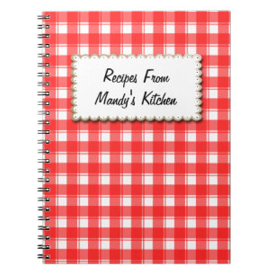 Caderno Espiral Bloco de Notas de Xadrez Vermelho Personalizado -