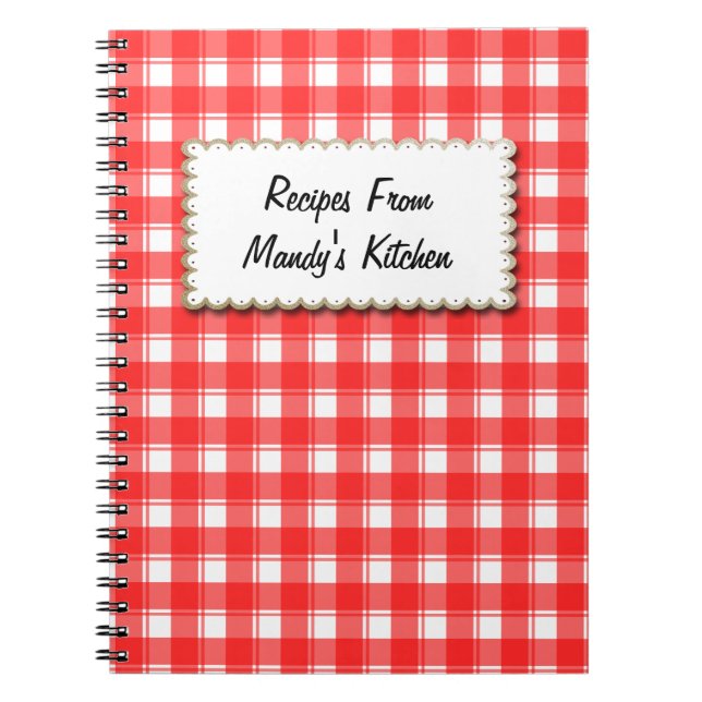 Caderno Espiral Bloco de Notas de Xadrez Vermelho Personalizado -  (Frente)