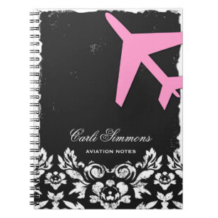 Caderno Espiral Bloco de notas do damasco do rosa da decolagem da