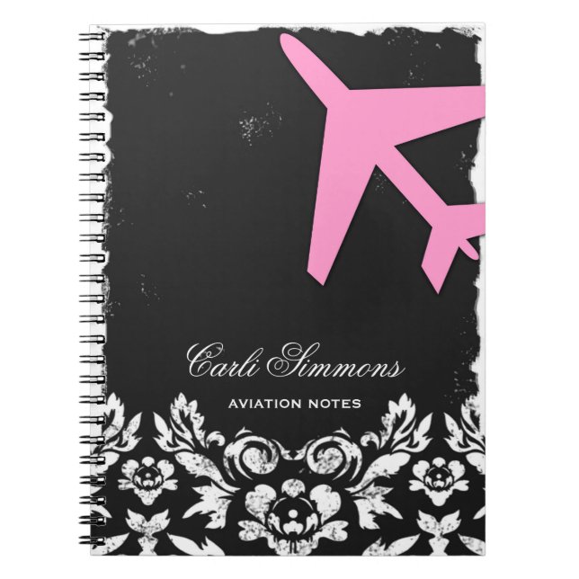 Caderno Espiral Bloco de notas do damasco do rosa da decolagem da (Frente)