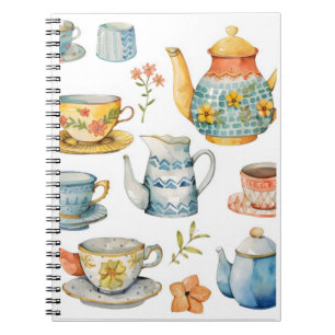 Caderno Espiral Bloco de Notas do Tea Party - Vazio