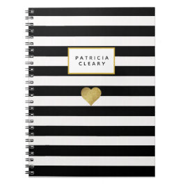Caderno Espiral Bloco de notas Dourado preto e metálico
