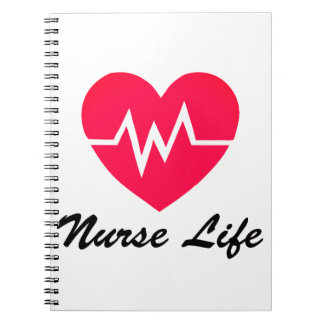 Caderno Espiral Bloco de Notas Enfermeira Vida Coração Vermelho EK