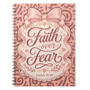 Caderno Espiral Bloco de Notas Fé Sobre Medo Coquette Cristão Femi