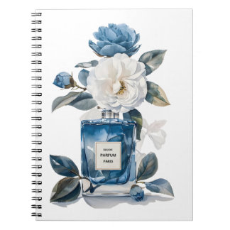 Caderno Espiral Bloco de Notas Floral de Cor de Água com Frasco de