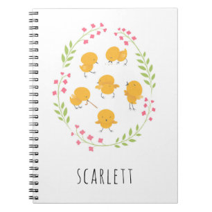 Caderno Espiral Bloco de notas Floral de Pintinhos Amarelos-Cons