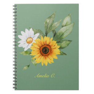 Caderno Espiral Bloco de notas girassol e margarida