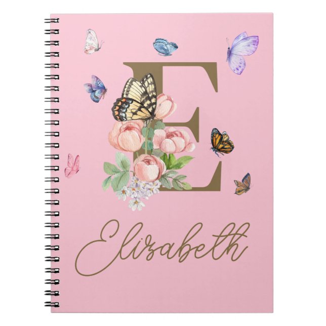 Caderno Espiral Bloco de Notas Inicial da Borboleta Personalizada (Frente)