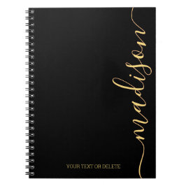 Caderno Espiral Bloco de notas inicial do Dourado nome preto moder