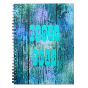 Caderno Espiral Bloco de notas mensal de março de 2016 Turquesa ro
