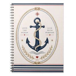 Caderno Espiral Bloco de Notas Náutico Clássico Sailorcore