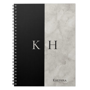 Caderno Espiral Bloco de Notas Nome do Monograma de Destaque Preto