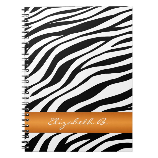 Caderno Espiral Bloco de Notas Personalizado com Faixa Laranja Zeb (Frente)